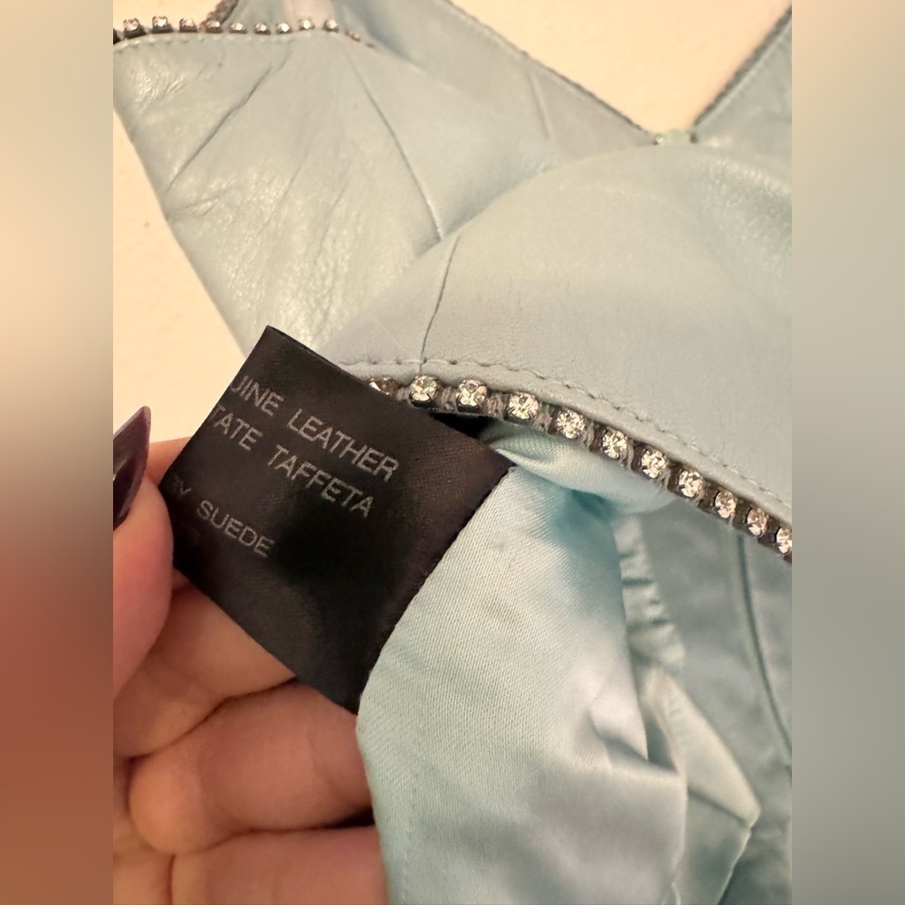 VTG Michael Hoban North Beach Leather Corset Top Crop Tank Blue Rhinestone 8 EUC - Picture 10 of 10